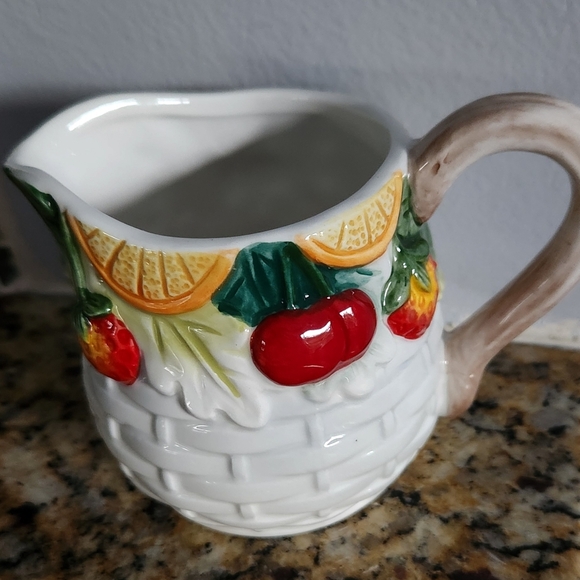 Tropical Fruit Collection 2 Piece Sugar Bowl And Creamer Set By Corner Ruby. New - Picture 8 of 16